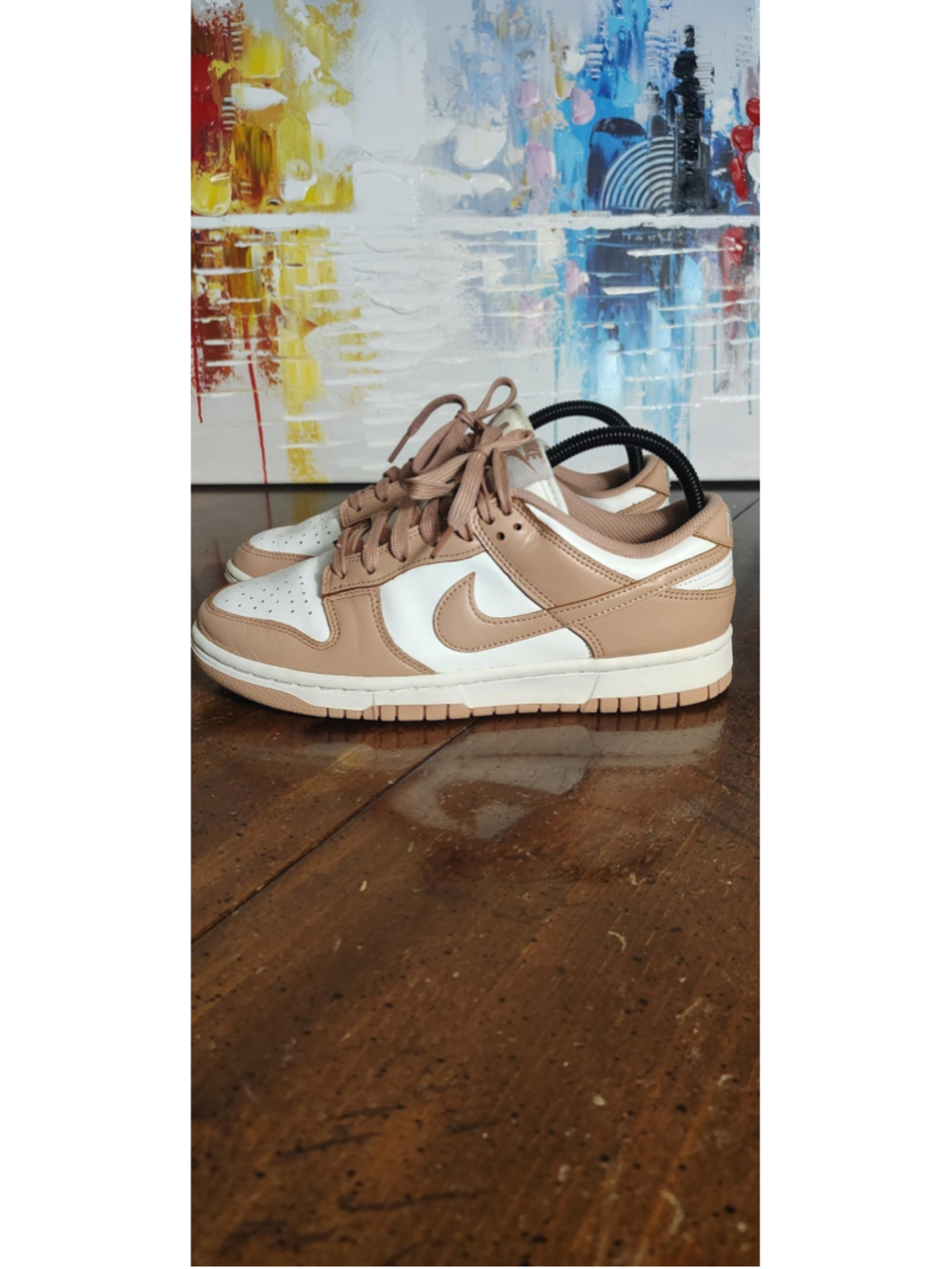 Nike Dunk Low Shoes Women's Size 8 Brown White Colorblock Leather Sneakers